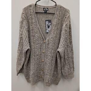 Future Collective Women’s Chunky Knit Cardigan Sweater XXL Beige Button Front